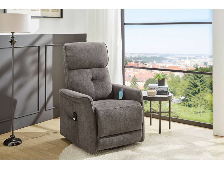 TV-Sessel JOCKENHÖFER GRUPPE Denver, B: 80 cm, Sitzhöhe: 50 cm , grau (dunkelgrau), B:80cm H:112cm T:92cm, Sessel, TV-Sessel, elektr. Relaxfunktion, Aufstehhilfe, Heizfunktion & Massagefunktion