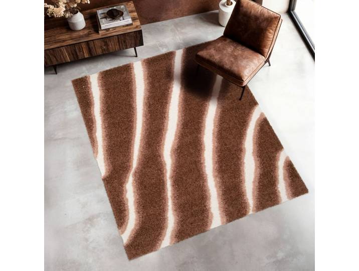 Tapis intérieur motif rayé marron 120x170cm
