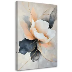 LEINWANDBILD Abstrakte Blume in Beige und Grau 80x120cm