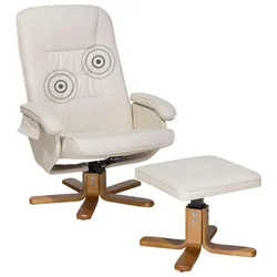 MASSAGESESSEL mit Fußhocker Kunstleder Beige Relaxpro