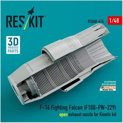 ResKit F-16 Fighting Falcon (F100-PW-229) open exhaust nozzle for Kinetic kit (3D Printed)