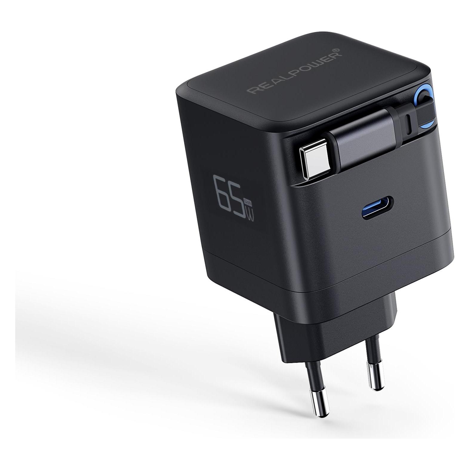 RealPower GaN Charger 65W schwarz,65 Watt,2x Type-C (65 W, 2 Ports) (547528)