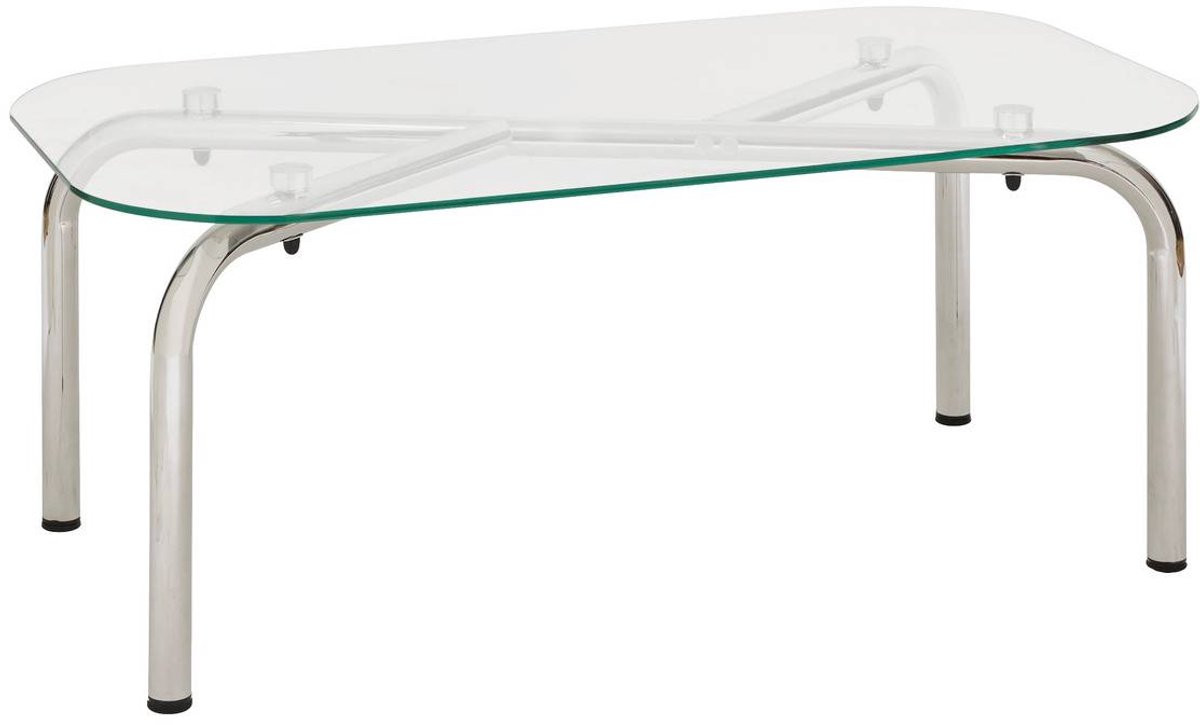 Hecate ovale salontafel met gehard glazen blad en verchroomd stalen onderstel van Atmosphera