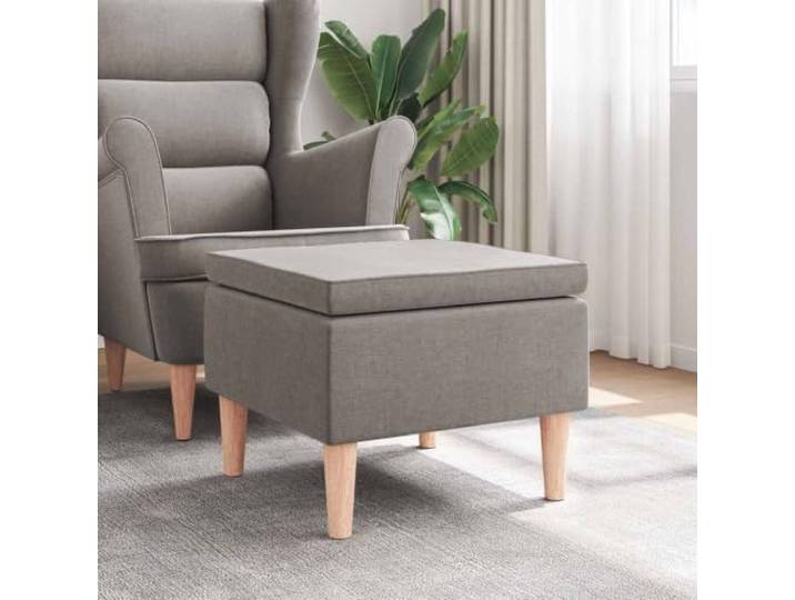 NLQMSU Hocker mit Füßen aus Holz, Taupe, Stoff Weiche Polsterung, Holzbeine, max 110 kg, Wohnzimmer, Eingang, kompakter Raum
