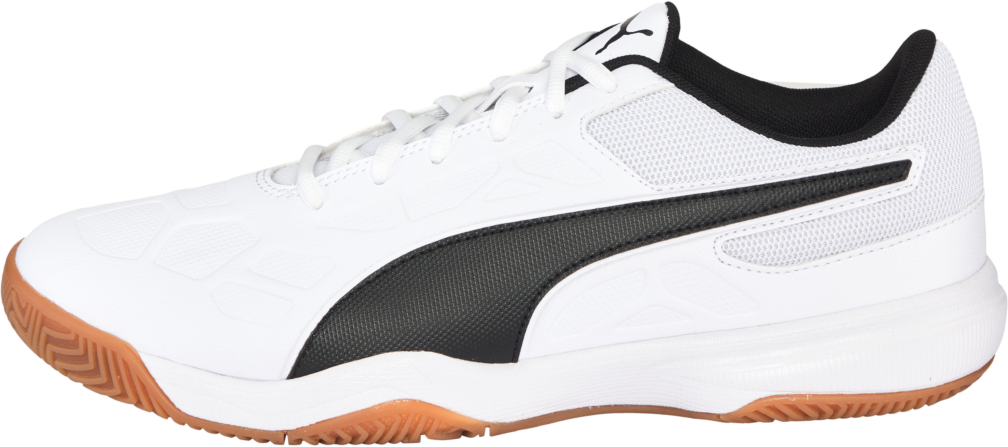 Hallenschuh PUMA "TENAZ", Herren, Gr. 44, Textil, schwarz-weiß (puma weiß, puma schwarz, gum), Synthetik, Schuhe Hallenschuh, für Mannschaftssportarten, mit IMEVA-Dämpfung