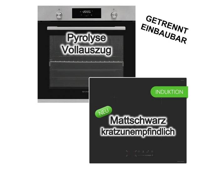 Sharp Backofen-Set Pyrolyse Vollauszug + keenberk Induktionskochfeld Boost MattBlack 60cm, mit 1-fach Vollauszug, Pyrolyse-Selbstreinigung