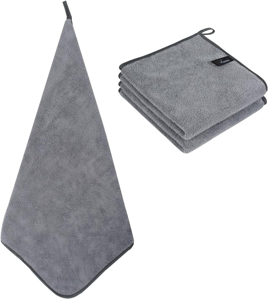 Set van 2 grijze microvezel gastendoekjes voor de keuken en badkamer, 50 x 50 cm