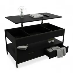Relaxdays Couchtisch mit Stauraum Schwarz