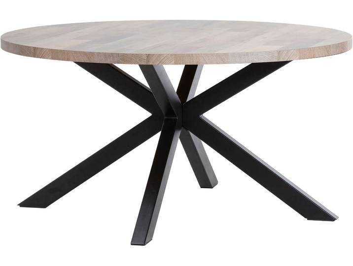 Esstisch OMG DESIGN Charles , beige (natur, schwarz, natur), B:130cm H:77cm T:130cm, Tische, Esstisch, Zeitloser Landhausstil, runder Tisch, 130 cm