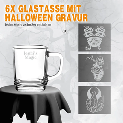 Glühweinglas Kaffeeglas 0,2l geeicht - Halloween - 6er Set