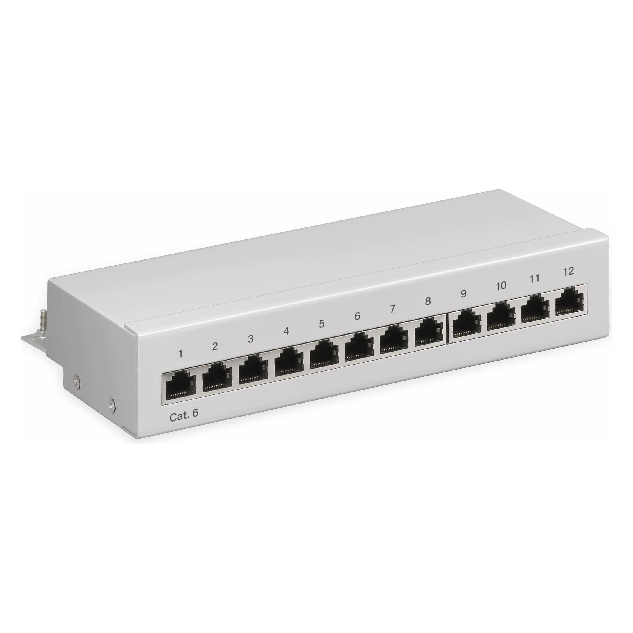 Goobay CAT 6 Mini/Desktop Patch Panel, 12 Port, Grau (69306)