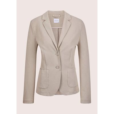 Jerseyblazer MADELEINE "Blazer Jersey-Blazer mit femininem Schnitt", Damen, Gr. 36, weiß (cappuccino, perlweiß), Obermaterial: 67% Baumwolle CO. 32% Polyamid PA. 1% Elasthan EL., Modern, normal, Blazer