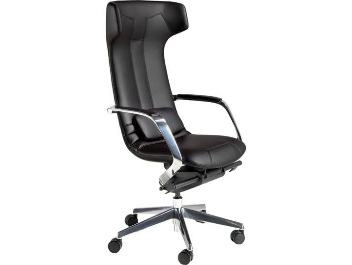 Drehbarer Bürostuhl aus schwarzem Kunstleder 4215