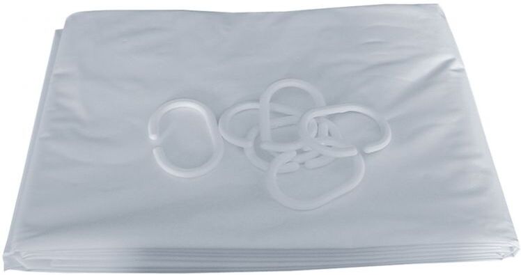 Rideau de douche en PVC blanc 2000x1800 avec 12 anneaux PELLET 803182