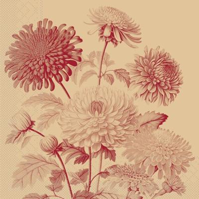 Tissue Serviette Amara recycled Tissue, 33 x 33 cm, 100 Stück - Mank - Floral Chrysanthemen Herbst