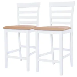 Helloshop26 - Set aus zwei Designer-Barhockern Stuhl mit weiß-beiger Holzsitzfläche