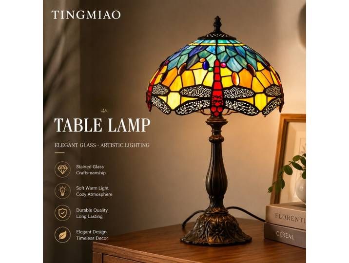 Lampe de table française 8 pouces en verre teinté, lampe de chevet rose rouge, lampe de lecture de bureau pour chambre, salon, bureau à domicile