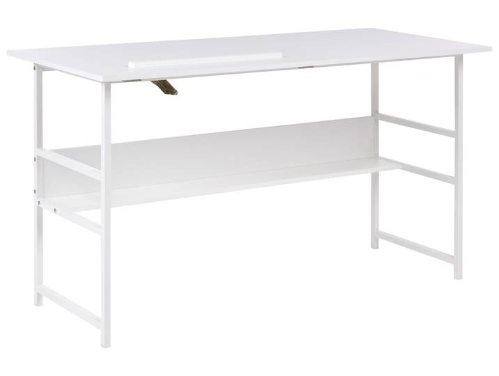 BELIANI Schreibtisch Weiß Faserplatte Rechteckig 140 x 60 cm Neigbare Tischplatte Modernes Design Büro Homeoffice Zeichentisch Bürotisch