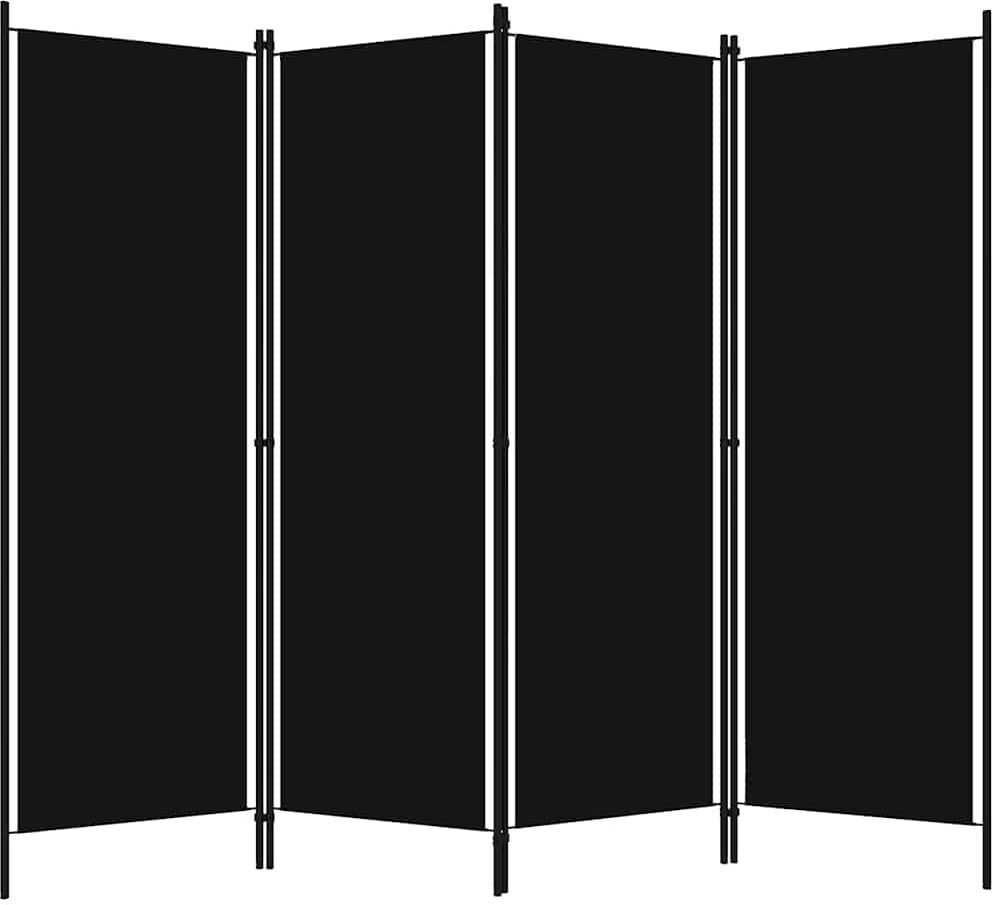 vidaXL Biombo divisor de 4 paneles negro 200x180 cm Negro