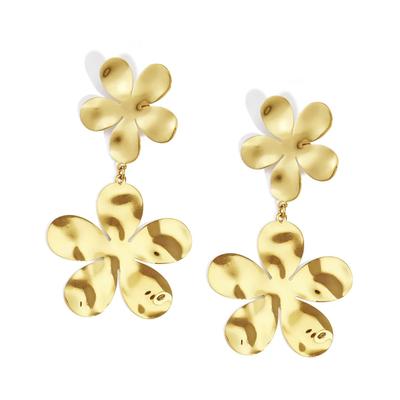 Paar Ohrhänger ADELIA´S "Ohrringe Ohrhänger aus Edelstahl mit Blumenmotiv, goldfarben", Damen, Gr. Damen, Edelstahl, gold (goldfarben), Ohrringe, Modeschmuck, trendig mit zwei glänzenden Blütenformen