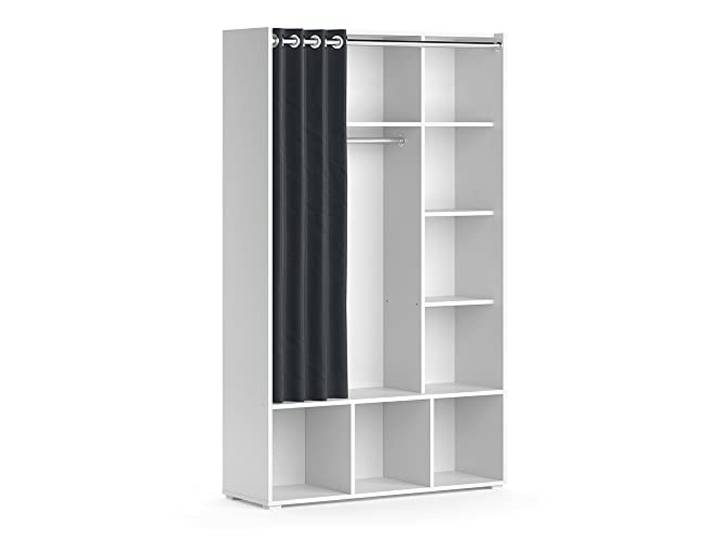 Vicco Kinderkleiderschrank Luigi , Weiß 105.8 x 178.1 cm mit Vorhang-Kleiderstange, kombinierbar mit weiteren Möbeln der Serie Luigi