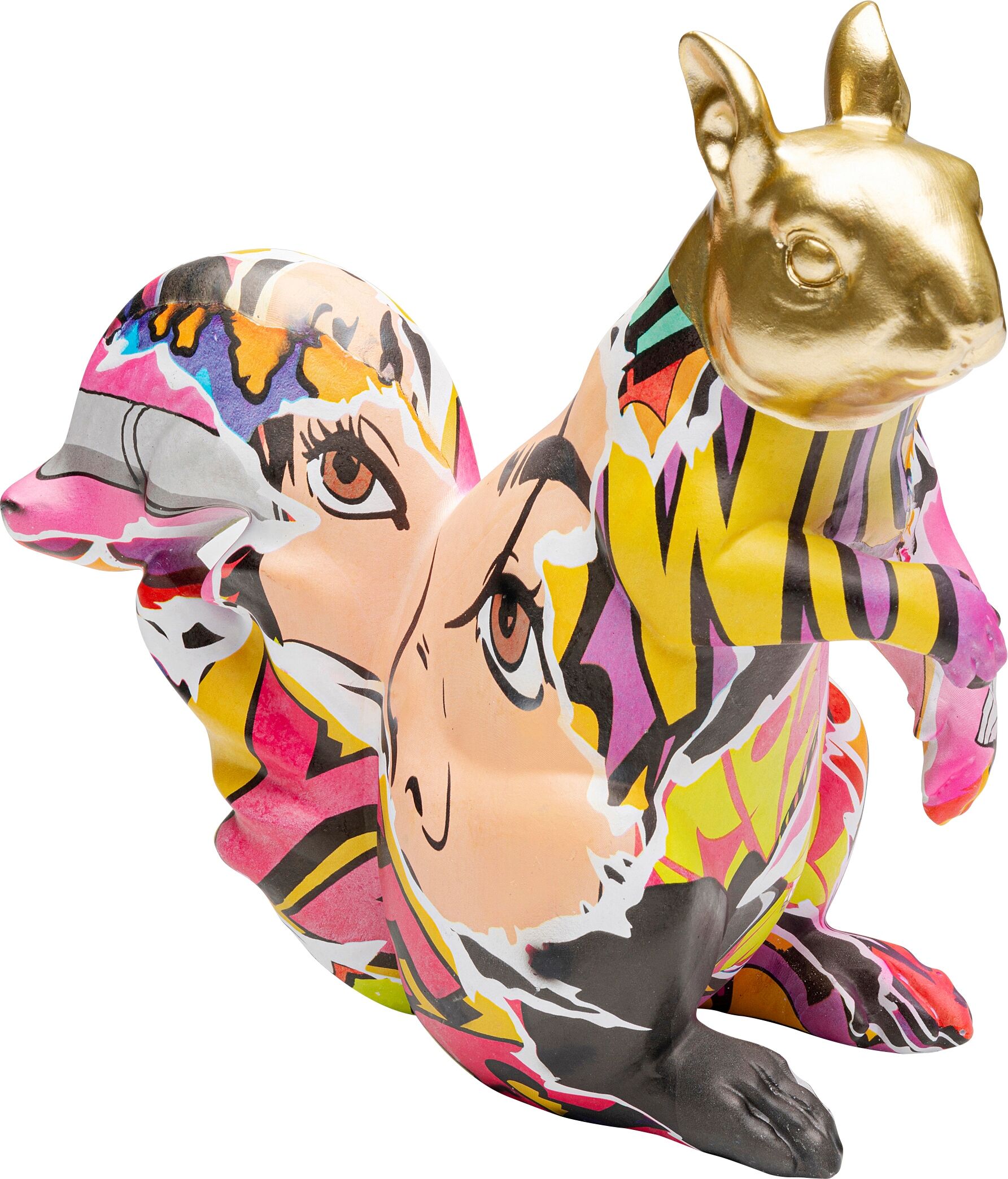 Dekofigur KARE DESIGN "Graffiti Squirrel 22cm", bunt (mehrfarbig), B:23cm H:22cm T:11cm, Polyresin, Dekofiguren, Dekofigur mehrfarbig B/H/T: 23cm x 22cm x 11cm