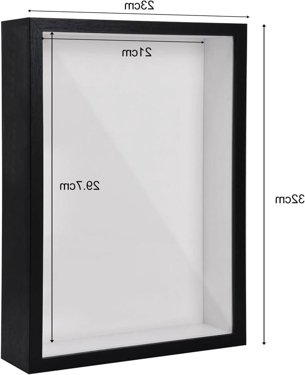 3D Fotolijst Diepe Vitrine Zwart 23 x 32 cm