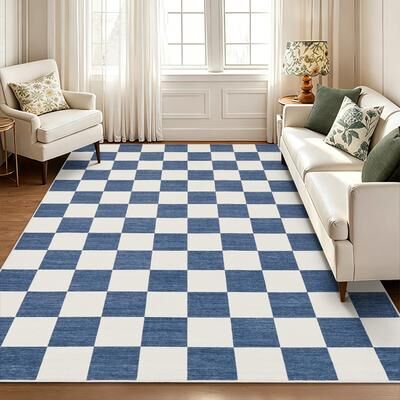Garvee Washable Modern Geometric Checkered Area Rug