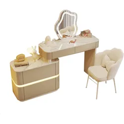 LED-Schminktisch Lilia – Beige – Tischplatte 80 cm