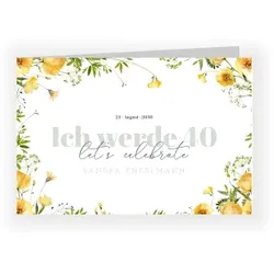 Einladung zum Geburtstag im Design "Sonnige Blumen" - Musterkarte