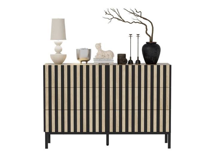 UEV Kommode schmal mit Schubladen, Sideboard für Wohnzimmer Schlafzimmer Flur (Packung, Aufbewahrungsschrank), Kippsicherung, Aufbewahrungskommode, TV Board Schubladenschrank Buffet