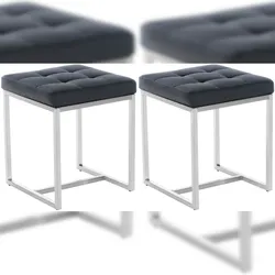 Proregal CHEFGASTRO 2er Set Sitzhocker PALMA HxBxT 48x40x40cm Kunstleder Schwarz