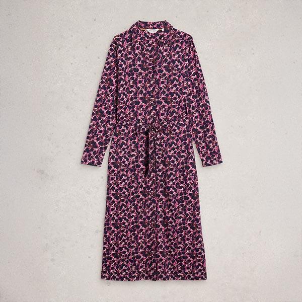 White Stuff Annie Jersey Shirt Dress Pink Multi