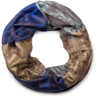 Loop STYLEBREAKER "Loop mit Hibiskus Blüten und Paisley Muster", Damen, blau (blau, hellblau, braun), Obermaterial: 100% Viskose CV., Modisch, Modetücher Loop