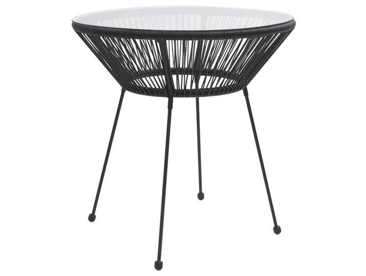 vidaXL Garten-Esstisch Schwarz Ø70x74 cm Rattan und Glas