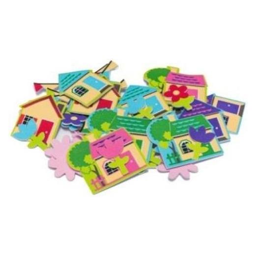 Brewis Schaumstoffaufkleber Blumen und Häuser, 40 Stk (40 Sticker) (47603567)