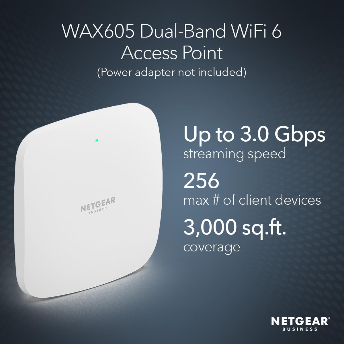 Netgear Wireless Access Point WAX605 – WiFi 6 Dual-Band AX3000 (802.11ax), Mesh, PoE Powered