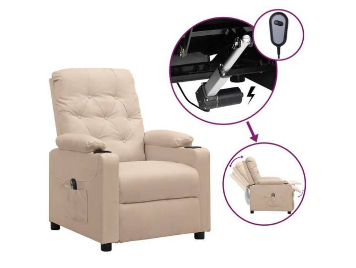 Meuble Fauteuil inclinable électrique Crème Tissu SIEGE - ASSISE FF1169