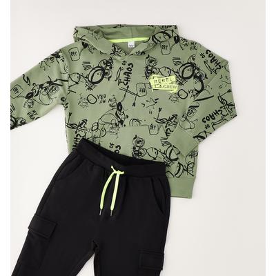 Sportanzug IDO "BOY SET", Mädchen, Gr. 170, grün (grün, schwarz), 100% Baumwolle, Sportanzüge