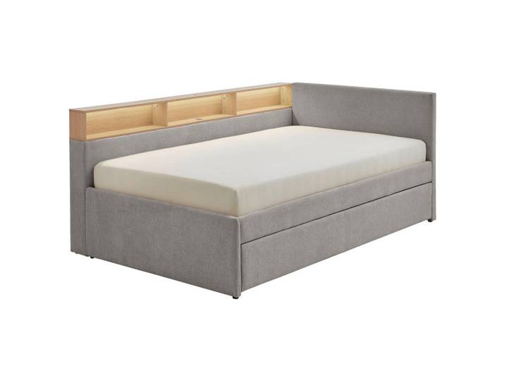 Stylife Ausziehbett, Grau, Birke, Buche, H2 + H3, Höhe ca. 20 cm, 140x200 cm, Beleuchtung,individuelle Liegehärteeinstellung, Kinderzimmer & Jugendzimmer, Kindermöbel, Kinderbetten, Ausziehbetten