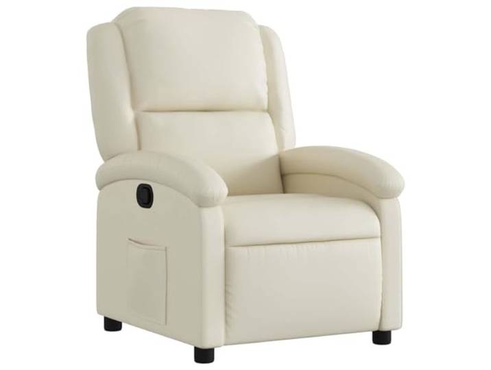 GHVBNMF Relaxsessel Manuell Liegesessel TV Sessel Kunstleder Creme Ergonomischer Ruhesessel mit stufenloser Liegefunktion und Seitentasche für Wohnzimmer, Arbeitszimmer oder Leseecke.