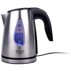 Adler Wasserkocher AD 1203 Edelstahl 1 L LED blau beleuchtet Automatische Abschaltung Drehbarer Sockel