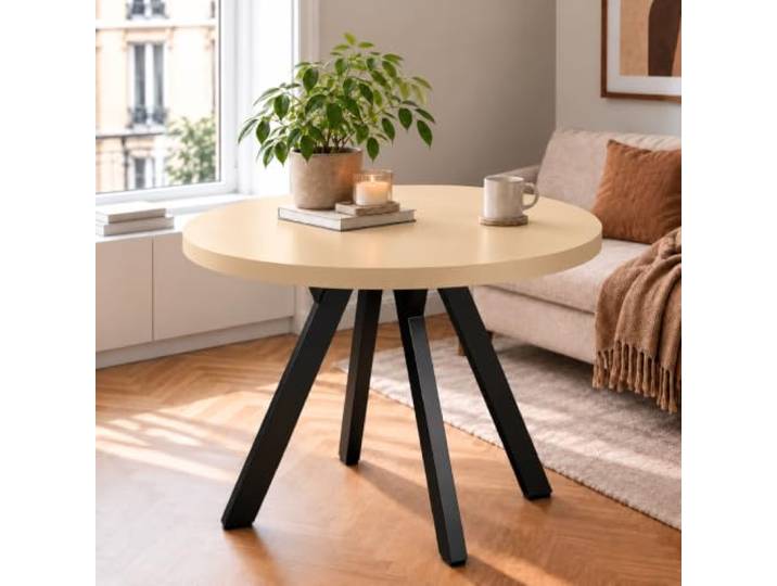 DAMALE MÖBEL Runder Esstisch ausziehbar von 100–200 cm mit stabilen Beinen Kaschmir, Runder Tisch, Durchmesser 100–200, Moderner Design, Wohnzimmertisch und Küchentisch, mit Metallbeinen