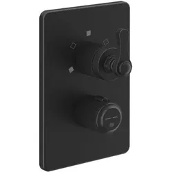 Gessi Venti20 Fertigmontageset Thermostat, mit Absperrventil, 1-Weg, Mit Thermostatkartusche u. RV, Wandmontage, 65133299, Farbe: Schwarz Matt