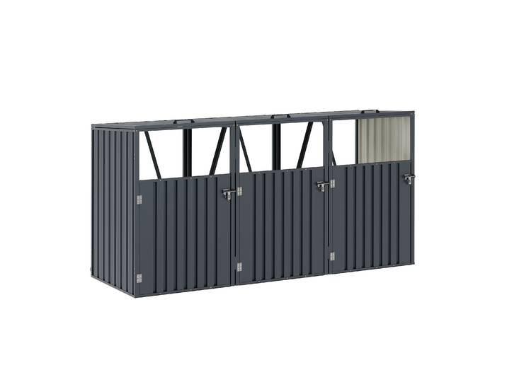 Mülltonnenbox 3 Fächer 243 x 81 x 122 cm