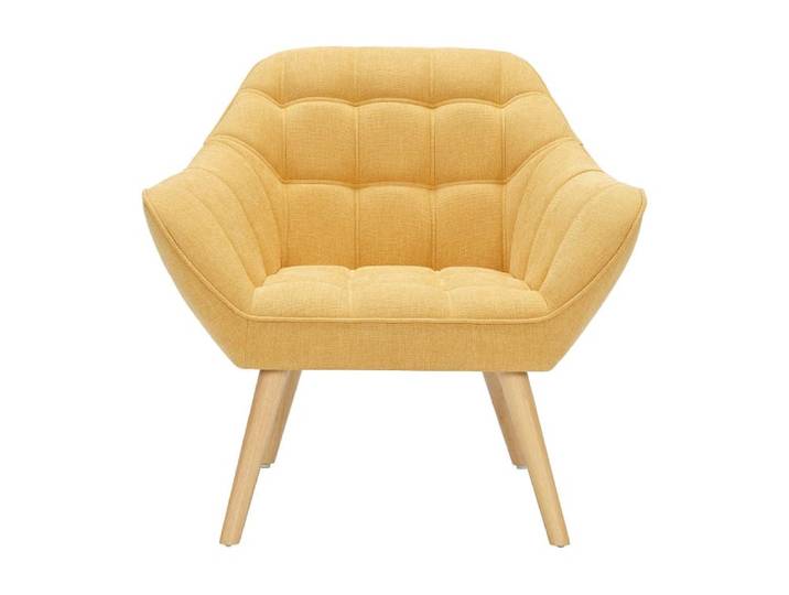 Fauteuil droit polyester jaune moutarde