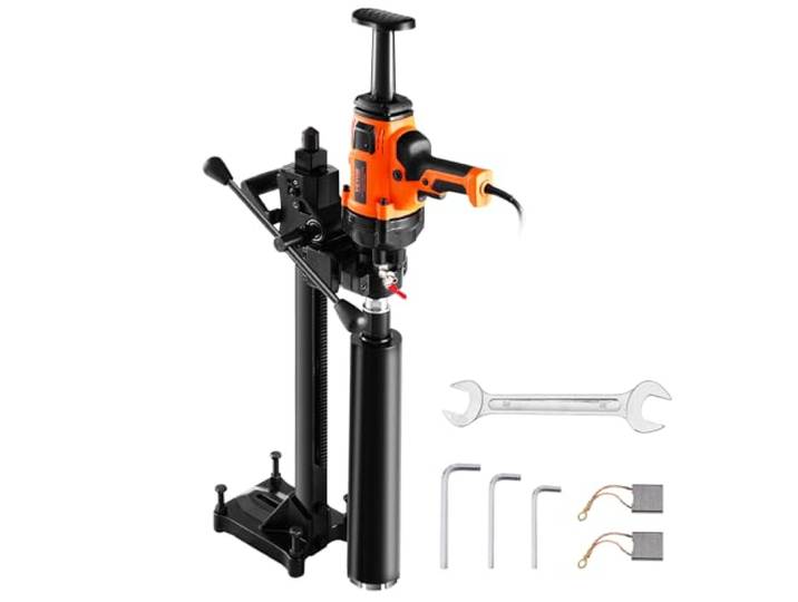 VEVOR Carotteuse à Diamant Diamètre de Perçage 20-160 mm\, Perceuse au Diamant Portative 2000 W\, Appareil de Forage Diamant Perçage Humide et Sèche\, avec Support et Foret\, pour Béton\, Brique\, Marbre