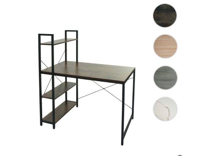 MCW Bureau avec étagère MCW-K81 100x60cm métal MDF brun