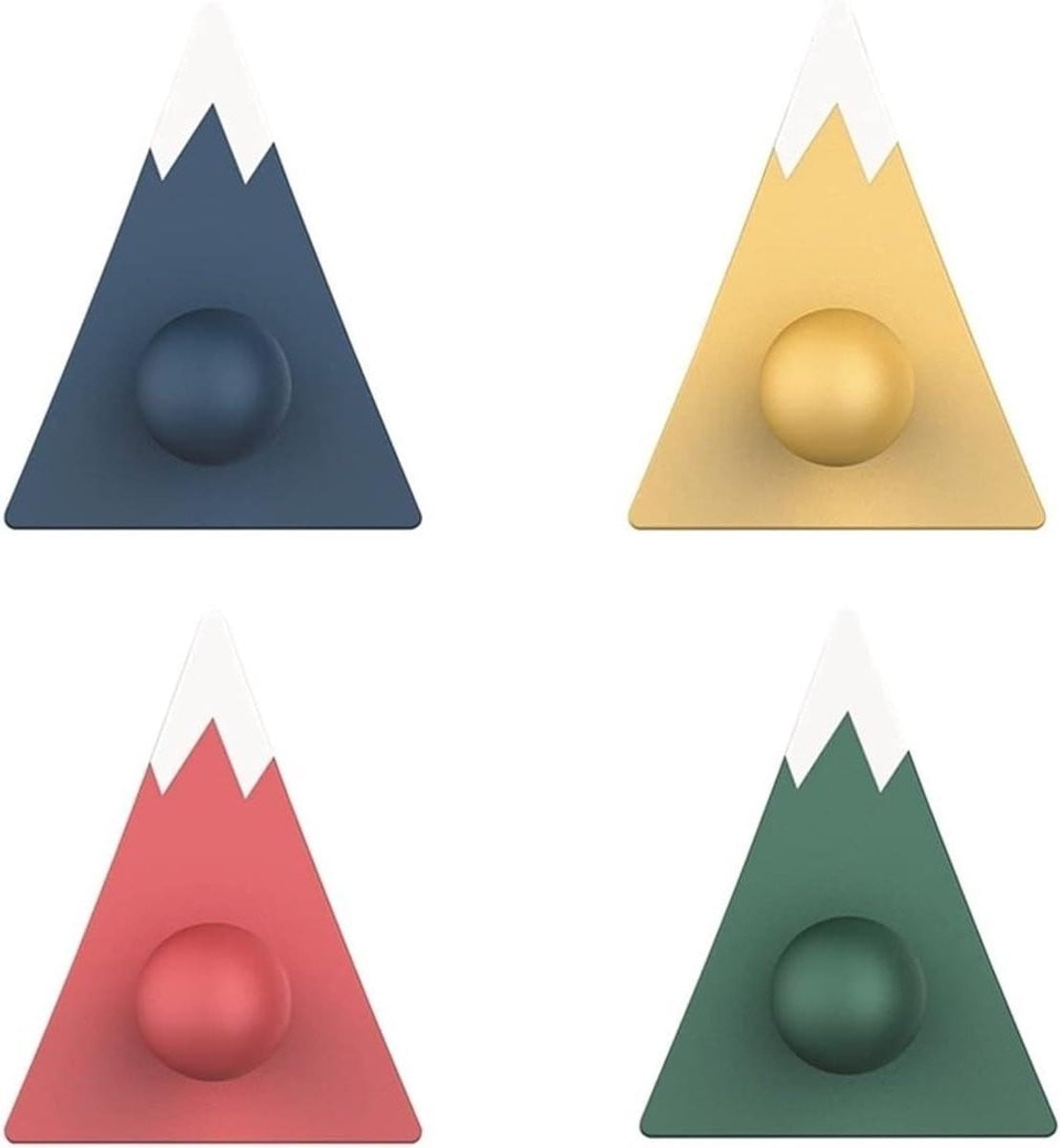 Set van 4 zelfklevende decoratieve wandkapstok haken - Multicolor