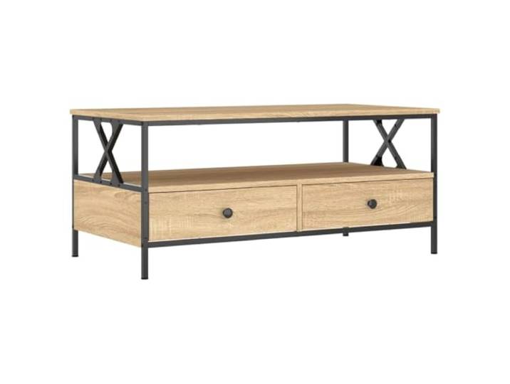 Couchtisch Sonoma Eiche 100x51x45cm Holzwerkstoff Tischplatte aus Akazienholz, leicht zu reinigen, leichtes Design, für Garten und Terrasse